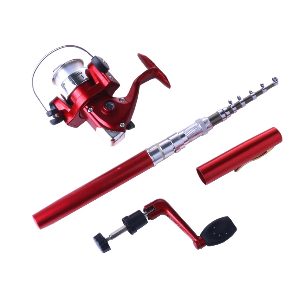 

Outdoor Fishing Set Portable Telescopic Pen Fishing Rod Mini Pocket Reel Nylon Line Set Reel Wheel YA88