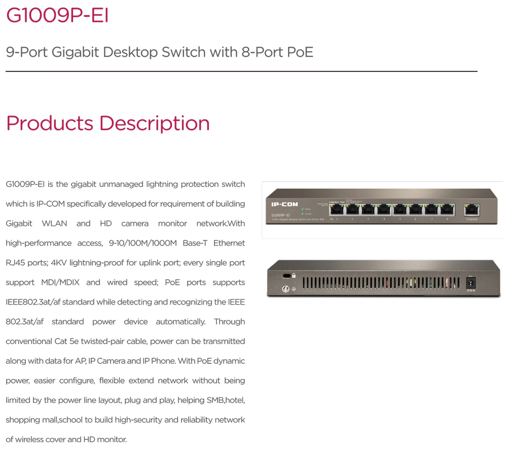G1009P 9-Порты и разъёмы гигабитный коммутатор POE сетевой коммутатор Gigabit ethernet 9*10 100 1000 Мбит/с RJ45 18 Гбит/с Порты и разъёмы переключение Ёмкость Plug& Play