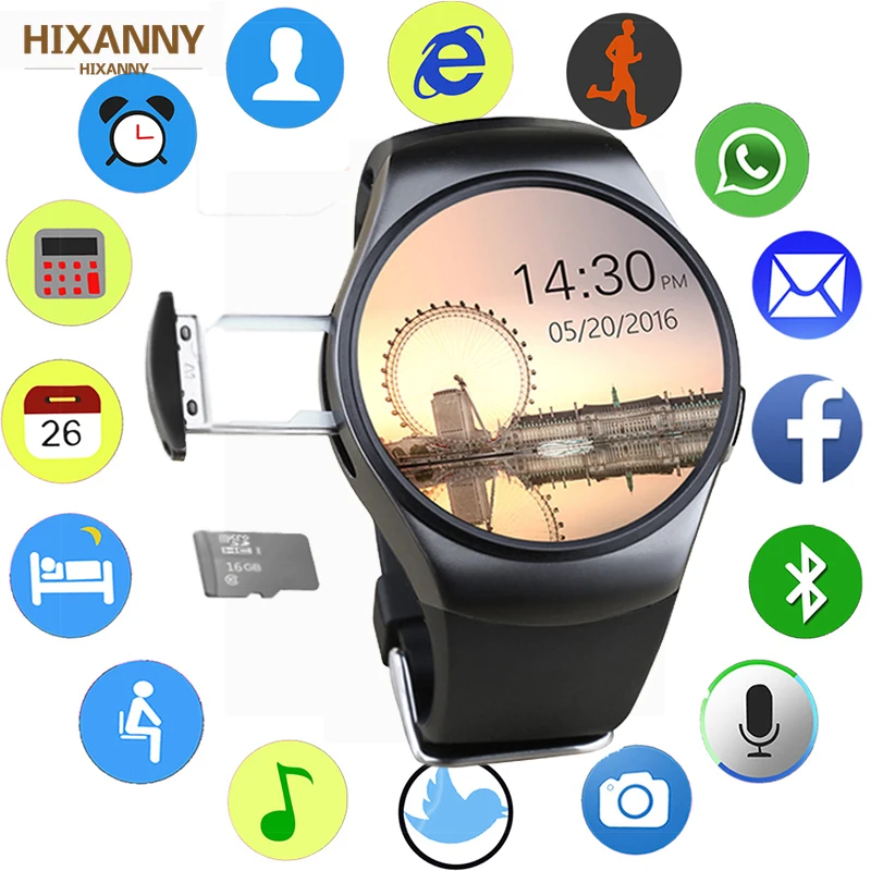 

New KW18 Bluetooth smart watch full screen Support SIM TF Card Smartwatch Phone Heart Rate for apple gear s2 huawei xiaomi