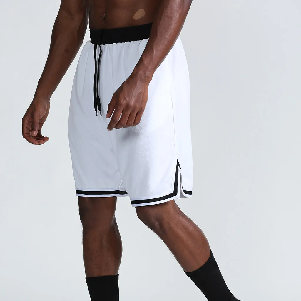 Баскетбольные спортивные шорты пять эластичный ремень для фитнеса анти-пилинг дышащий без деформации сплошной цвет Мужские спортивные пять шорты - Цвет: 4