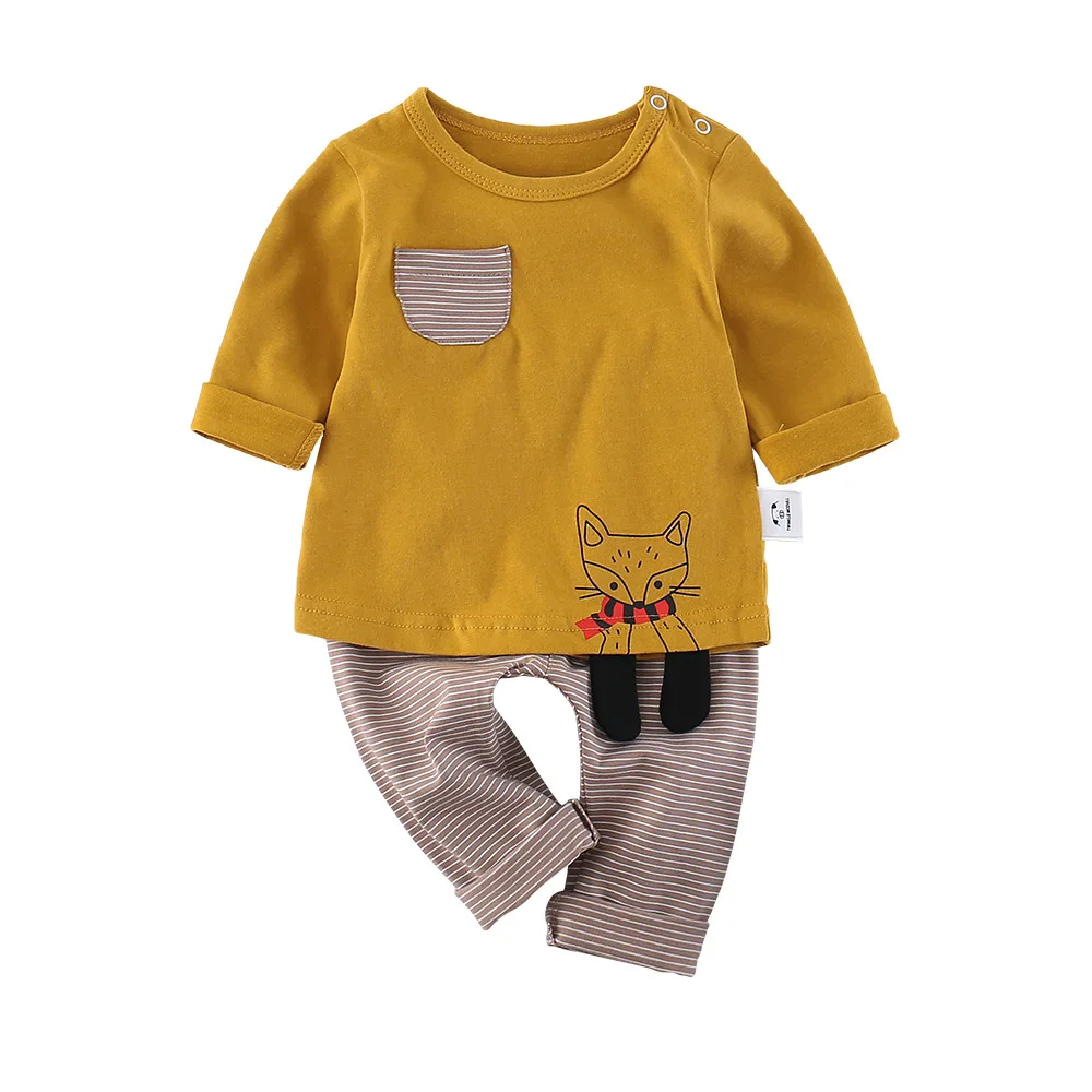 

Fashion spring and autumn fox style 2-pieces long sleeve infant set MD045-1