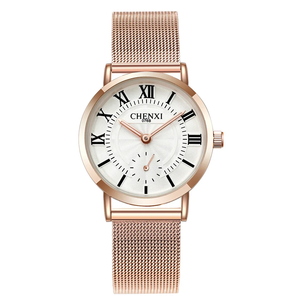 Best Seller  2019 New mesh band Couple Luminous hands Watch Rose gold Round Dial Plate men's quartz watch