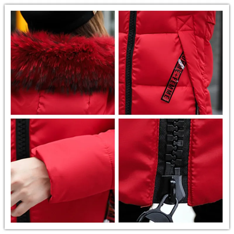 2019 New Fashion Warm Winter Jacket Women Big Fur Thick Slim Female Jacket Winter Women Hooded Coat Down Parkas Long Outerwear