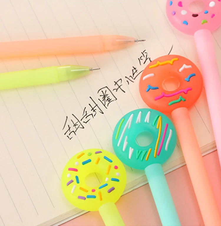 Креативные гелевые ручки с мультяшными пончиками 0,38 мм, милый кавайный конфетный цвет, ручка для детей, подарок, школьные канцелярские принадлежности