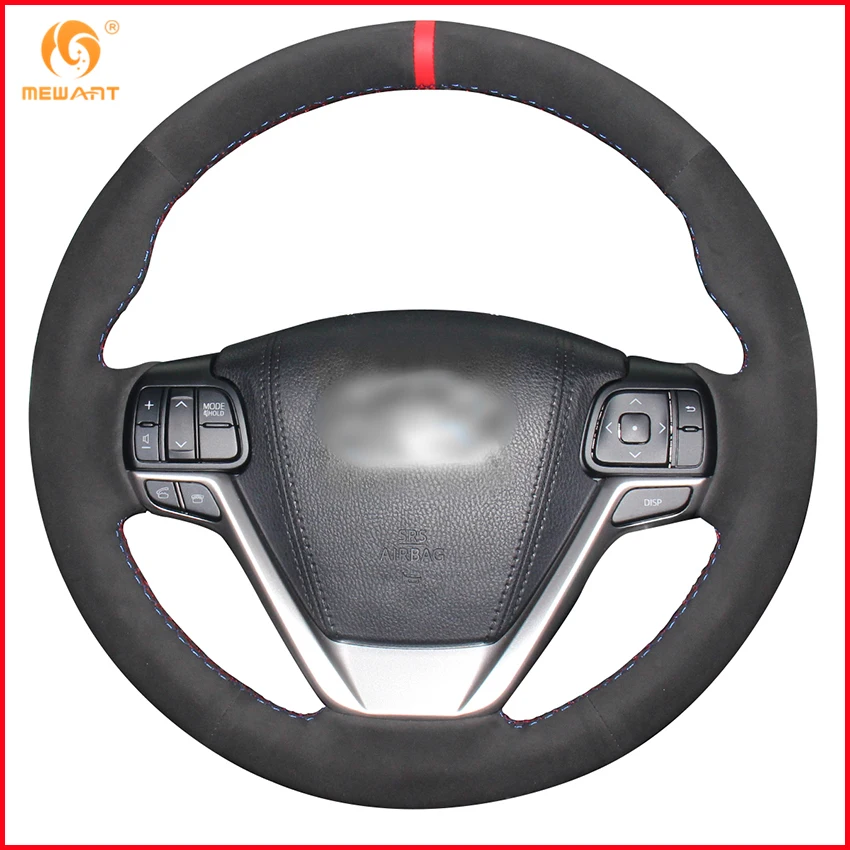 Mewant Black Suede Car Steering Wheel Cover For Toyota Highlander 2015