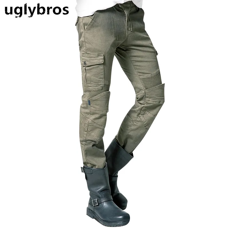 Army green uglybros MOTORPOOL UBS06 jeans men's motorcycle jeans pants ...