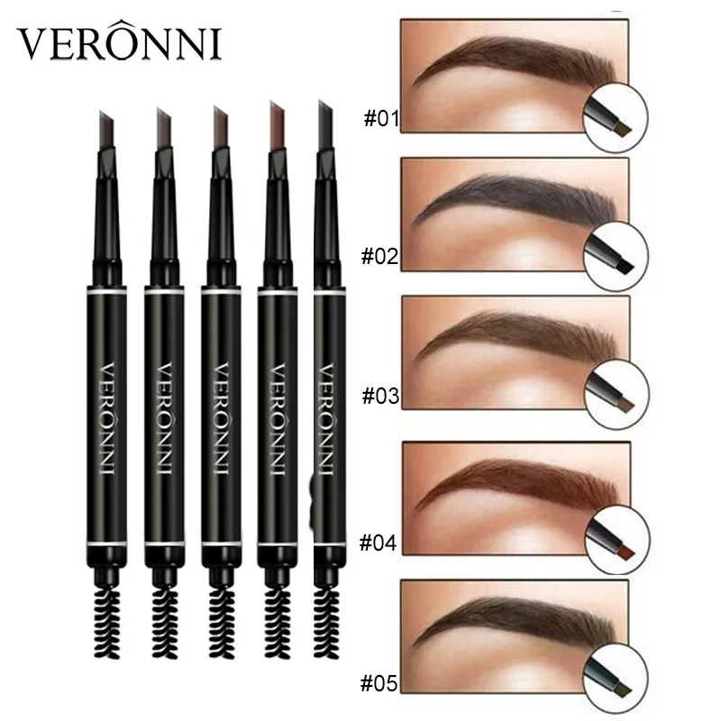 

1pcs Waterproof Natural Eyebrow Pen Eye Brow Tint Women Makeup Double Ended Eyebrow Pencil Brown Black Grey Brush Cosmetics