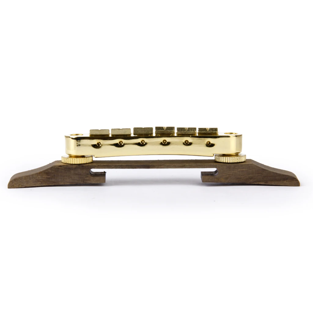 Archtop Jazz Guitar Rosewood Bridge With Golden Roller Saddle Adjustable Jazz Guitar Rosewood Bridge Saddles