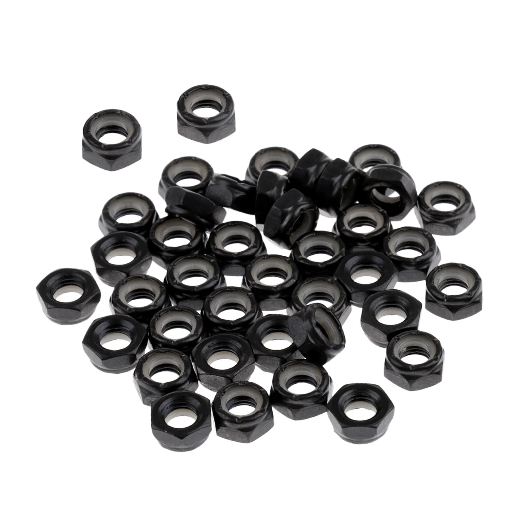 

40 Pieces Sturdy Skateboard Longboard Trucks Wheels Replacement Axle Nuts Hardware Black Skateboard Trucks Axle Nuts