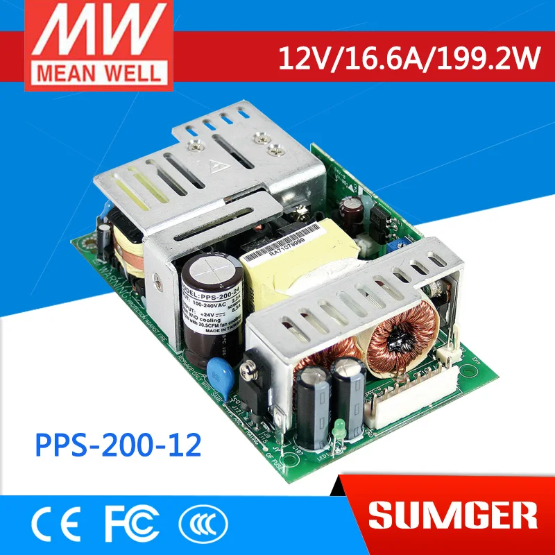 

[Freeshiping 12Pcs] MEAN WELL original PPS-200-12 12V 16.6A meanwell PPS-200 12V 199.2W Single Output with PFC Function
