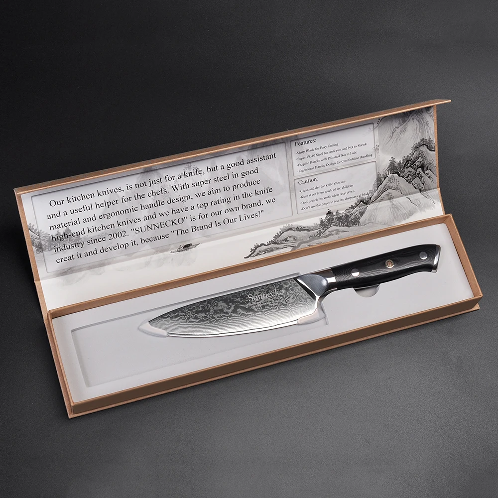 

Sunnecko 6.5''/8" Chef's Kitchen Knife Japanese 73-Layer Damascus VG10 Steel Razor Sharp Blade Strong Cutting Tools G10 Handle