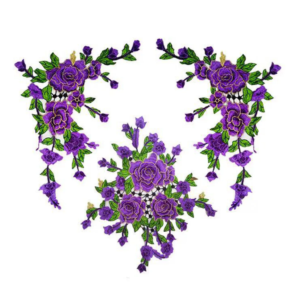

1set 3D Patches Flowers Embroidered Sew On Patch For Clothing Jacket Applique DIY Accessory T2547
