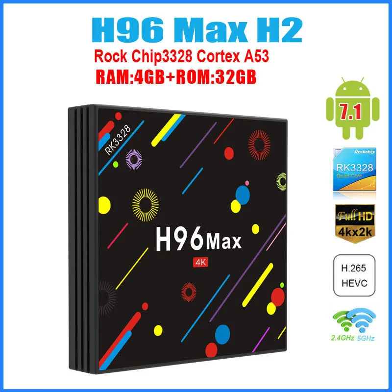 H96 MAX H2 TV Box RK3328 четырехъядерный Android 7 1 4 Гб ОЗУ 32 ПЗУ 4K медиаплеер Bluetooth 0 WiFi HDMI 2 USB 3