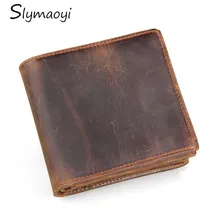 Мужской кошелек из натуральной кожи, кошельки Crazy Horse, Ретро стиль, высокое качество, кожаный бумажник Carteira, мужской держатель для карт и удостоверений личности