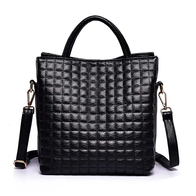 Роскошные Брендовые женские клетчатые сумки Большая Сумка-тоут женские сумки дизайнерские черные кожаные большие рабочие сумки через плечо