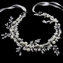 Elegant Tiara Faux Pearl Headband Crystal Hair Jewelry Wedding Head Chain Band Hairwear CX17