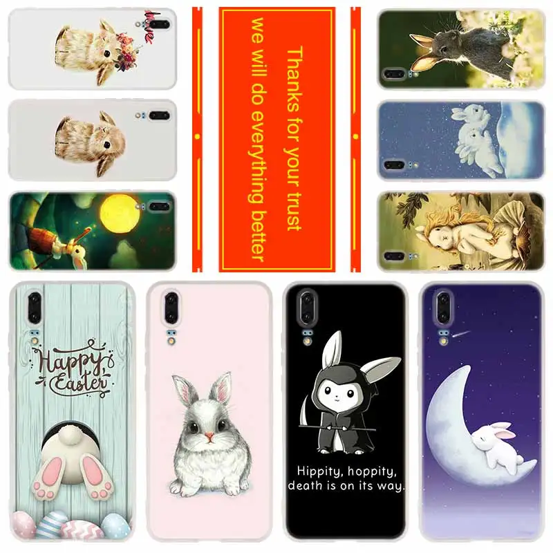 

Phone for Huawei P30 Pro P20 Lite 2019 P10 Plus P9 P8 lite 2017 P Samrt p30 Cover Case Lovely bunny