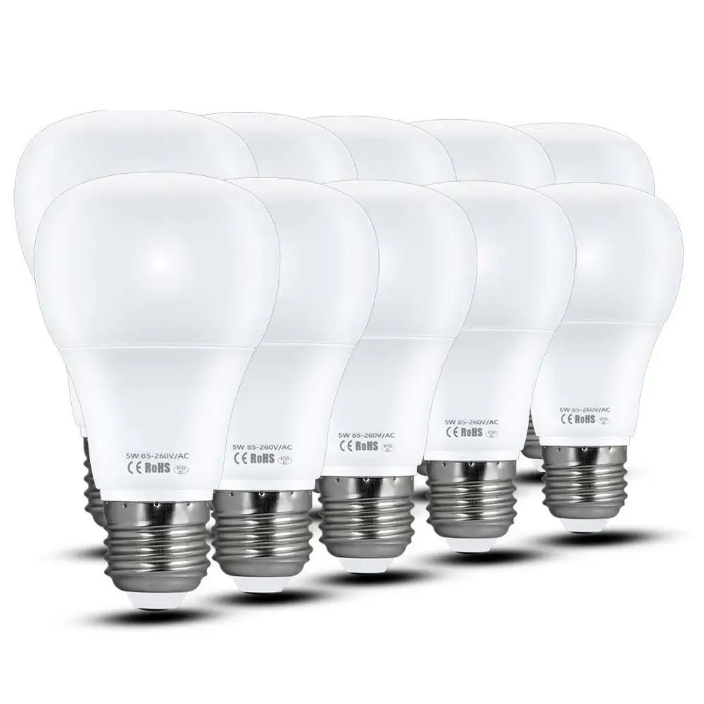 

10pcs 5W LED Light Bulbs 60 Watt Equivalent Non-dimmable Soft White 2700K A19 Energy Efficient E26/E27 For Lighting Bedroom