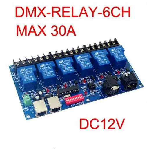 

best price 1 pcs 6CH Relay switch dmx512 Controller RJ45 XLR 6 way relay switch(max 30A) DMX512 decoder