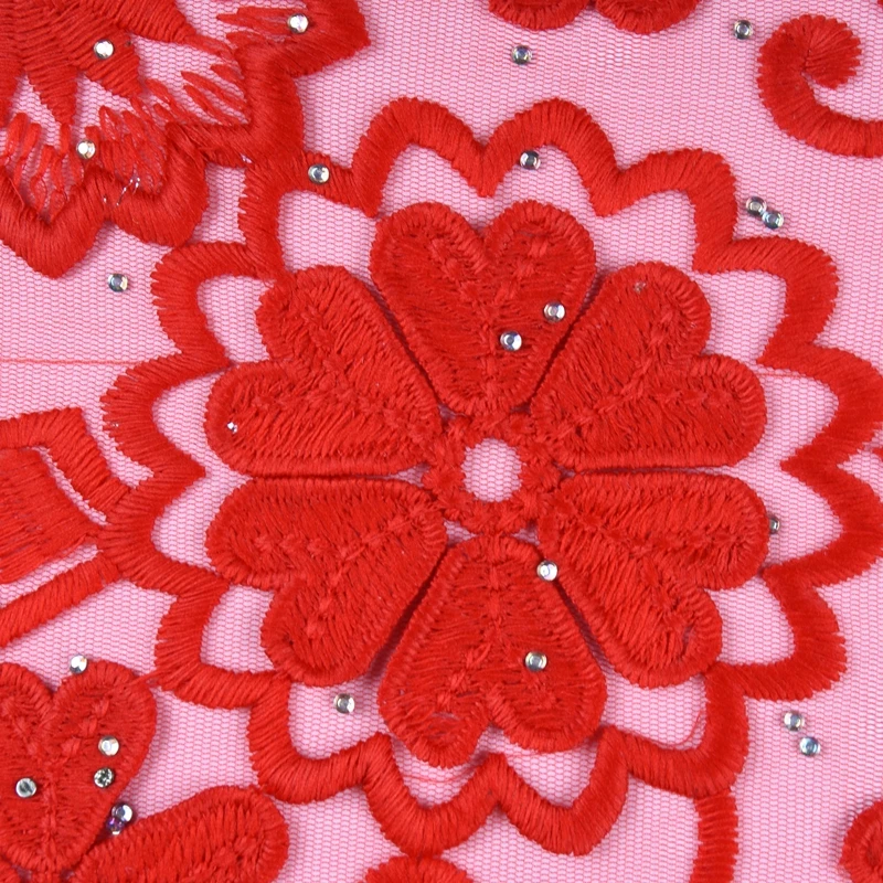 Красный 3d из молочного шелка кружевной ткани свадебные материалы африканская кружевная ткань последние аппликация французский нигерийские кружева вуаль для свадьбы 1642