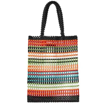 

LJL-Luxury Women Bag Acrylic Pearl Tote Top-Handle Bucket Bag Brand Handmade Beaded Designer Handbags Ladies Party Evening Ba
