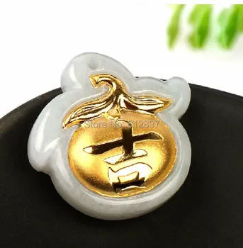 

Hot sale 100% Natural Jadeite new 24K Yellow gold Pendant With Certificate Baby Gift