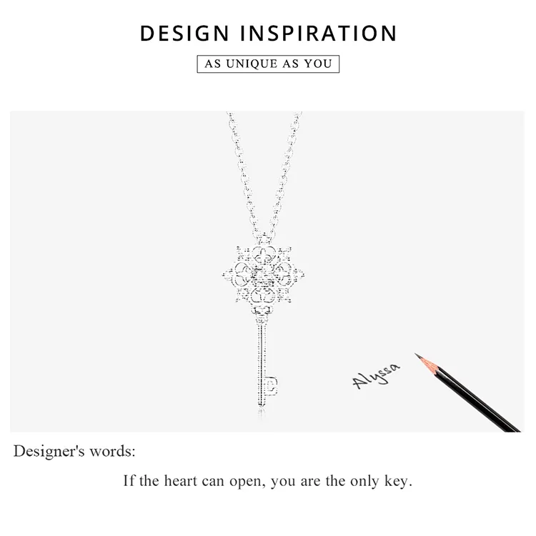 Bamoer Love Key, ожерелье для женщин, дизайн, цепочка с кристаллами, ожерелье для женщин, подарки на день рождения, ювелирные изделия BSN072