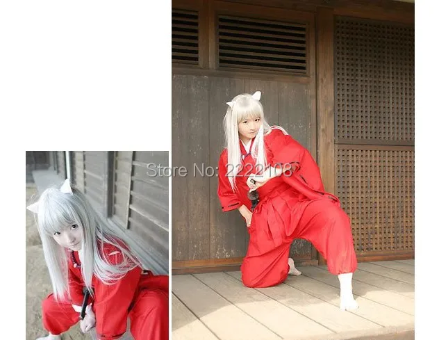 Cosplay&Ware [14]Anime Cosplay Costume Uniform Red Kimono Men’s Halloween Party Coatpantswigearsnecklacebracelets -Cosplay&Ware anime Shop
