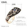 Kinel-bague de mariage Vintage Unique pour femmes, bijou de couleur émail noir, anneau bleu de fête en or, de luxe, cadeaux en cristal ► Photo 2/6