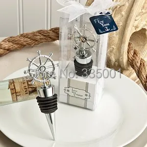 

wedding favor gift and giveaways--Ship's Wheel Nautical Wine Bottle Stoppers party favor souvenir 50pcs/lot