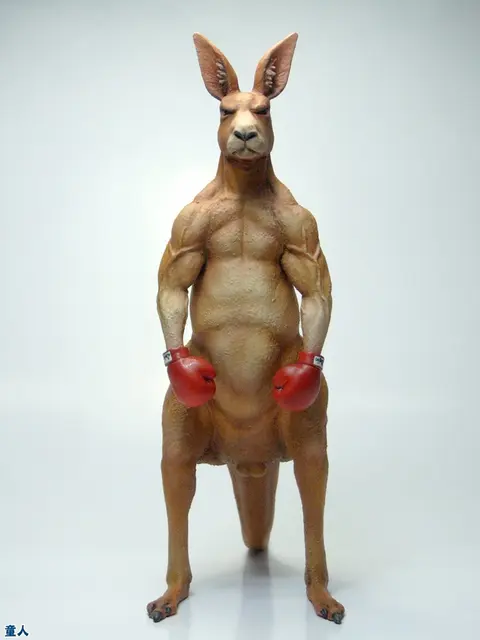 Resin Figure Kit the Boxing Kangaroo Animal Model Kit-in