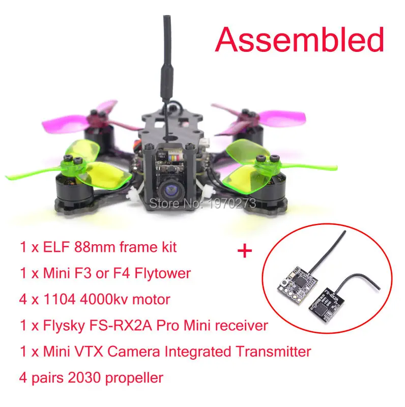 ELF 88 мм 88 рама+ 1104 мотор+ мини F3/F4 Flytower интегрированный OSD 4 в 1 BLHeli ESC+ Flysky FS-RX2A Pro мини приемник 2030