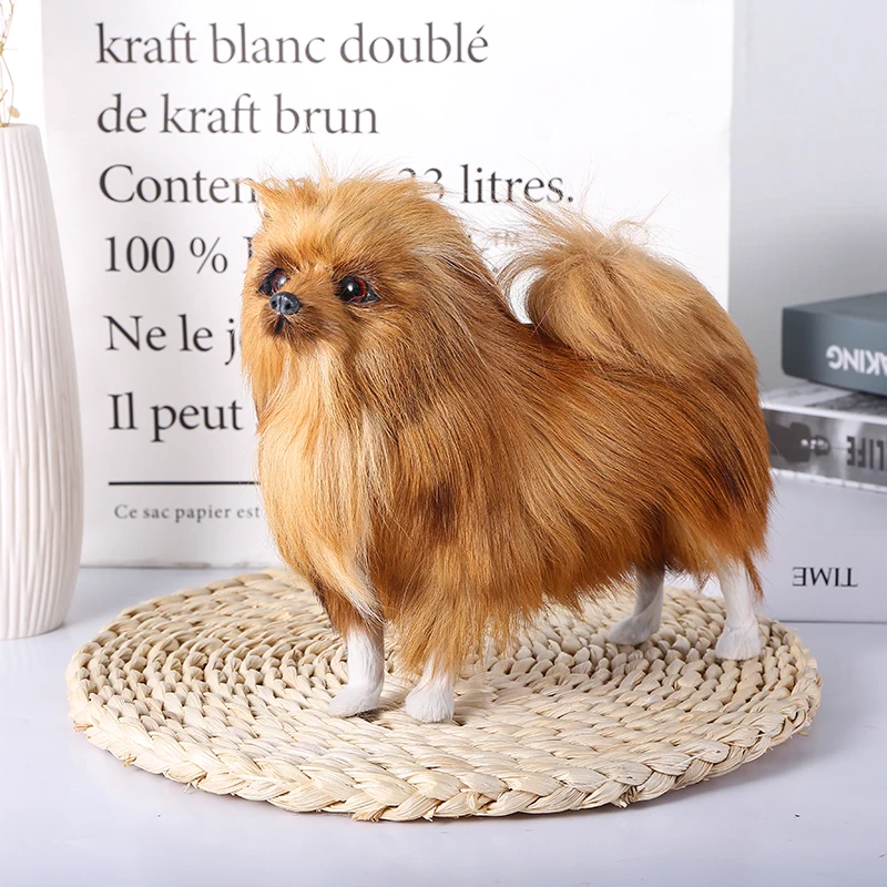 Simulação de Polietileno Brinquedo do Cão Boneca de Presente Decoração de Casa Decoração de Festa Nova Peles Natural Pomeranian Floresta & Cor