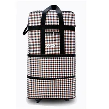 KUNDUI авиационная проверенная сумка, Большой Вместительный водонепроницаемый нейлоновый багаж, складной чемодан в клеточку, ролик самолета, дорожные сумки