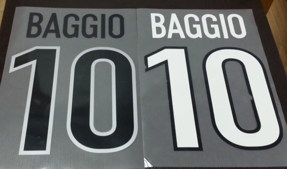 

Italian Milan #10 BAGGIO 1999-2000 Football Player Home Away Name&Number Printing font Serie A Hot stamping patches badges
