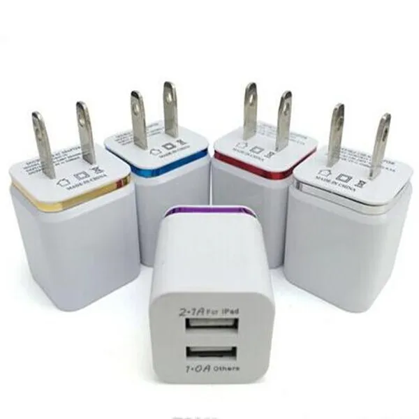 

Winangelove 1000pcs/lot metal 2.1A+1A Dual usb ports Ac home wall charger power adapter plug for iphone 4 5 6 7 for samsung