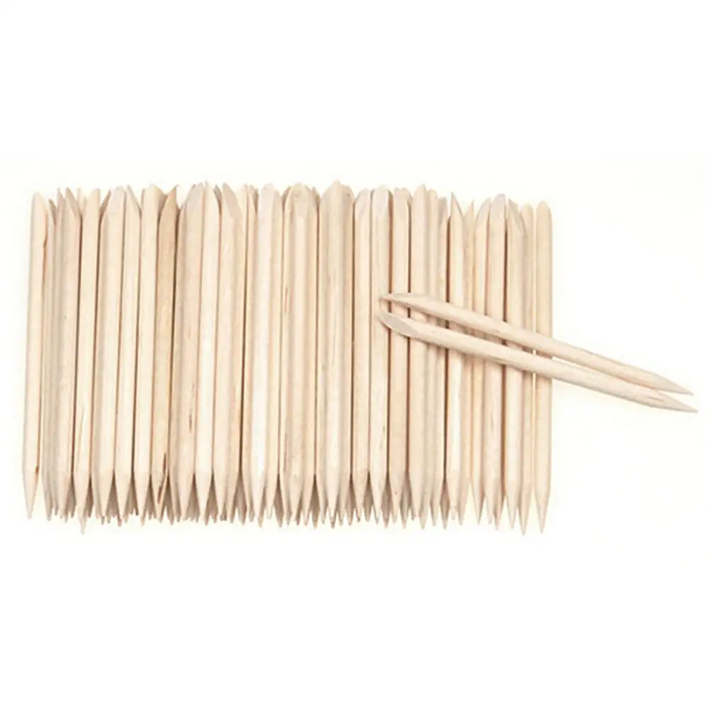 50Pcs/Pack Wooden Cuticle Pusher Pro Nail Polish Remover Wood Sticks Manicure Pedicure Tool Convenience | Красота и здоровье