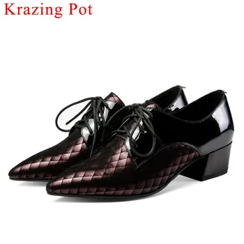 

2019 handmade retro mixed colors large size pointed toe British style low heels lace up classic preppy style dating pumps L15