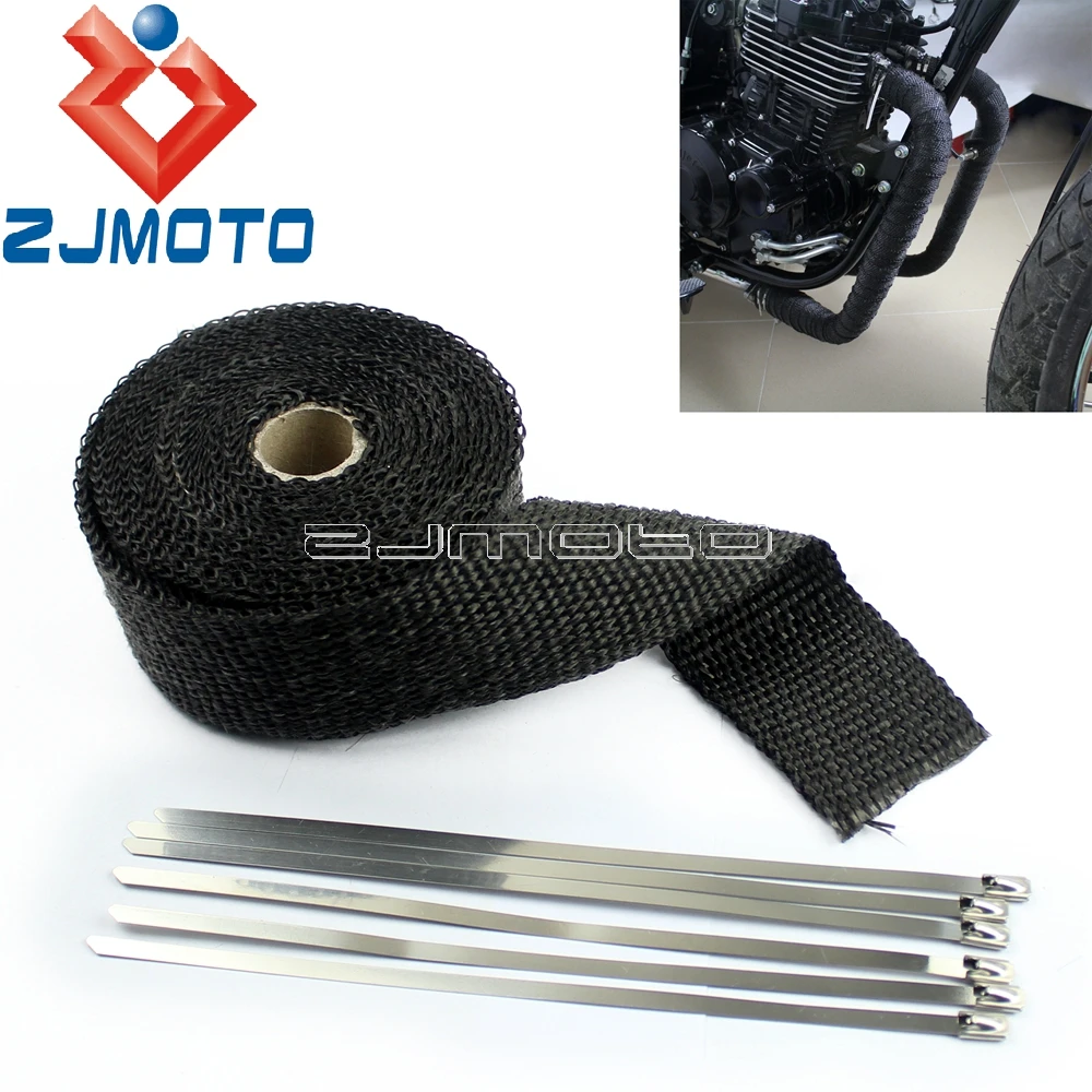 5m Motorcycle Muffler Pipe Wrap 16.4ft Turbo Heat Wrap Resistant
