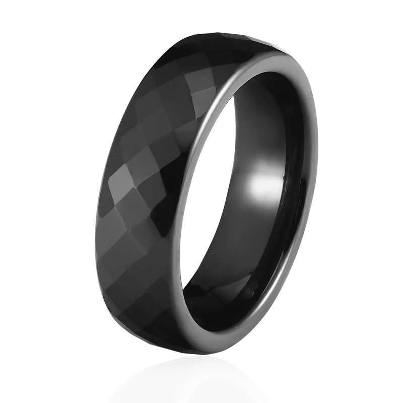 Ceramic Ring Dark Blue And Black Multi-Faceted for Men Women Jewelry Gift