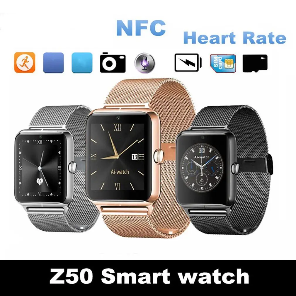 

Z50 Bluetooth Smart Watch Sleep Monitor Call SMS Sedentary Reminder Smartwatch Support SIM Card TF Pedometer for IOS Android