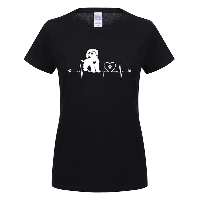

Women T Shirts Goldendoodle T-shirt Funny Lovely Heartbeat Dog Tshirts Casual Personalized New Design Tees OZ-027