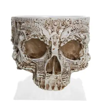

CHFL Drop Shipping Creative Flowerpot Hand Carved Skull Flower Pot Bowl Home Garden Halloween Decoration