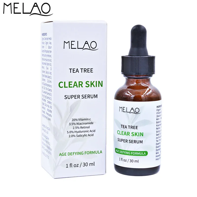 

MELAO Tea Tree Essential Oils Facial Serum Acne Scars Dark Spots Dull & Dry Skin Tone for Fresher 30ml