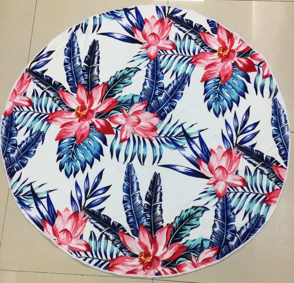 Microfiber Round Beach Towel 120cm Bath Towels Printed Summer Children Sandy swimming Sunbath Blanket covers
