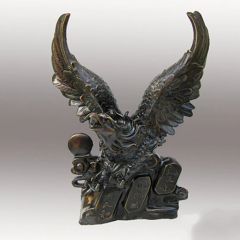 

Big sculpture!!! Collectible Chinese Decorated Copper Carved Eagle Sculpture/Metal Eagle Statue 02