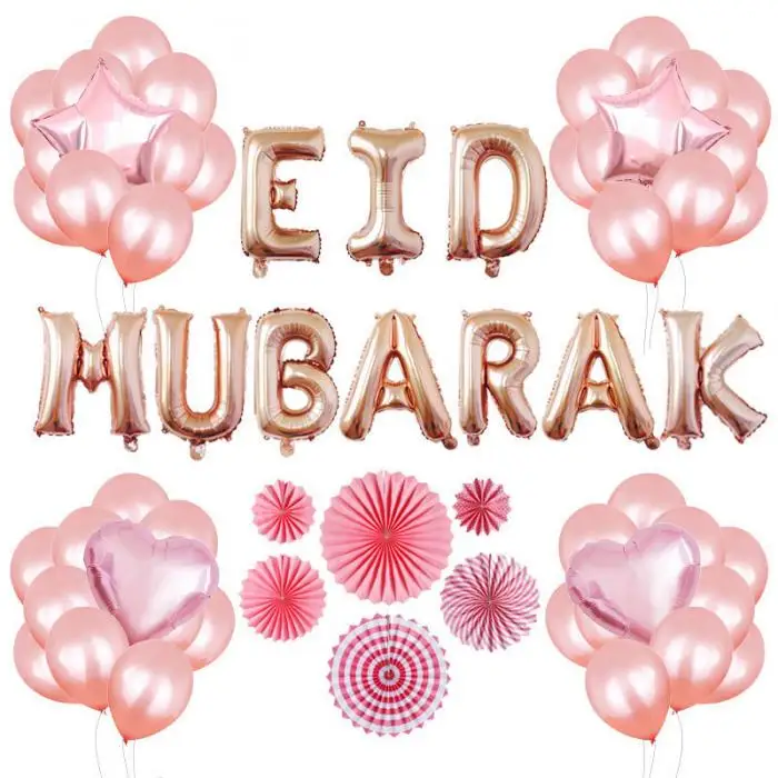 Eid Mubarak многообразный набор воздушных шаров с бумажные вееры для вечерние украшения