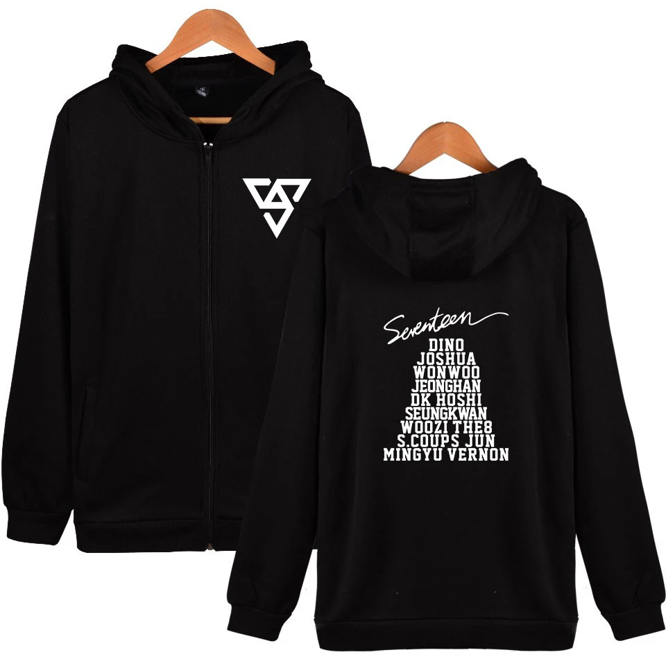 

LUCKYFRIDAYF Harajuku Hoodies Kawaii Zipper Hoodies Sweatshirt Women/Men Clothes 2018 Hot Sale Tops Hip Hop SEVENTEEN Plus Size