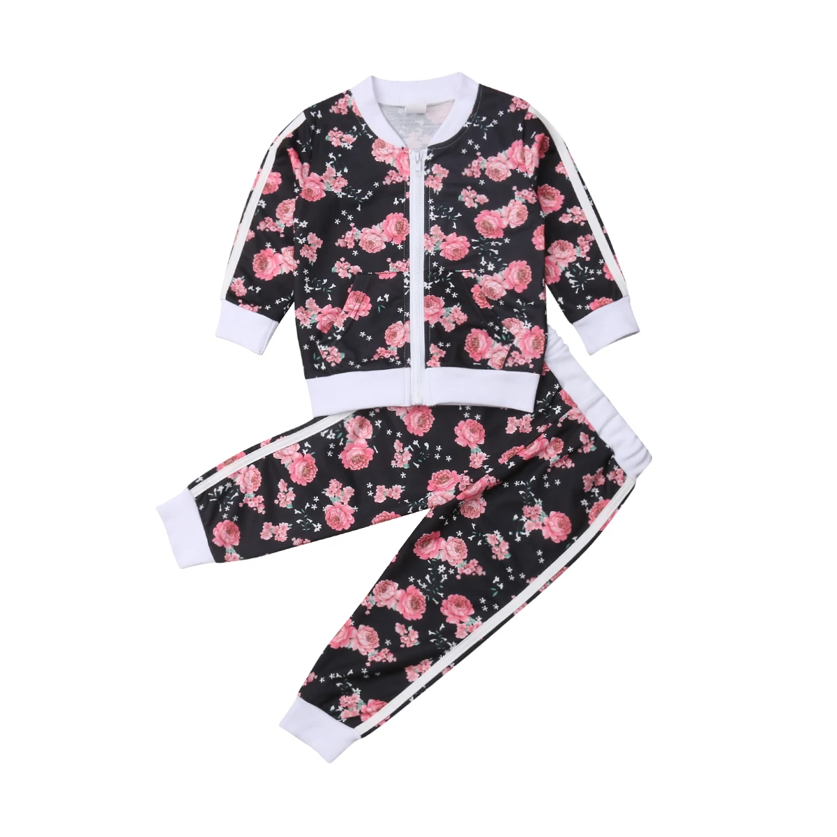 

Kids Toddler Girls Clothes Spring Autumn Tracksuit Floral Sweat Shirt Tops Coat + Pants Leggings 2PCS Children Outfits 2-7Y