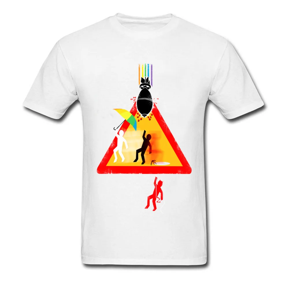 Casual Beware of Falling Object Normal Short Sleeve Autumn Tops & Tees Wholesale O Neck Pure Cotton T-Shirt Men Top T-shirts Beware of Falling Object white